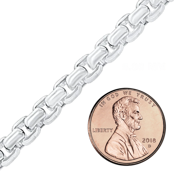 Bulk / Spooled Round Box Chain in Sterling Silver (1.60 mm - 5.00 mm)
