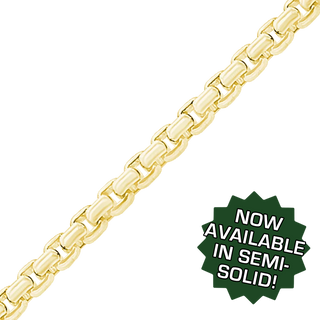 Bulk / Spooled Semi-Solid Round Box Chain in 14K Yellow Gold (2.00 mm - 3.30 mm)