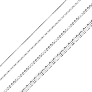 Bulk / Spooled Venetian Box Chain in 14K White Gold (0.80 mm - 2.50 mm)