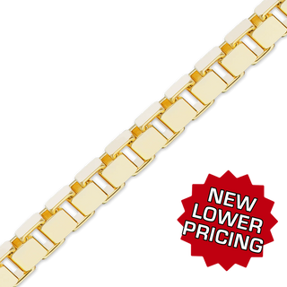 Bulk / Spooled Venetian Box Chain in 14K & 18K Yellow Gold (0.80 mm - 3.30 mm)