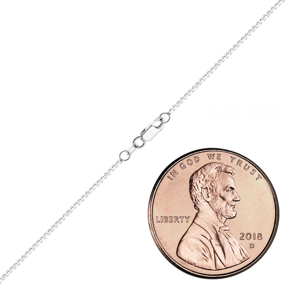 Finished Venetian Box Anklet in 14K White Gold (0.80 mm - 2.50 mm)