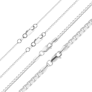 Finished Venetian Box Anklet in 14K White Gold (0.80 mm - 2.50 mm)