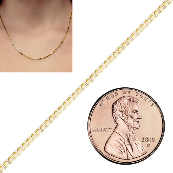 Bulk / Spooled Venetian Box Chain in 14K & 18K Yellow Gold (0.80 mm - 3.30 mm)