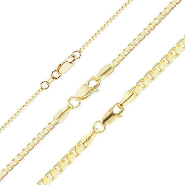 Finished Venetian Box Necklace in 18K Yellow Gold (1.00 mm - 2.50 mm)