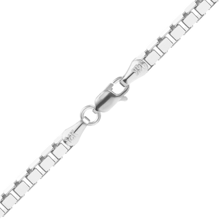 Finished Venetian Box Anklet in 14K White Gold (0.80 mm - 2.50 mm)