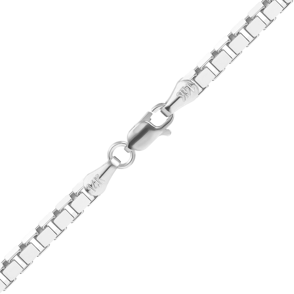 Finished Venetian Box Anklet in 14K White Gold (0.80 mm - 2.50 mm)