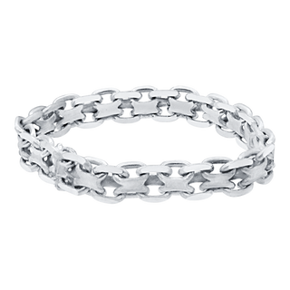 Classic Bizmark Chain Ring in Sterling Silver (Sizes 4-12) (3.1 mm - 5.6 mm)