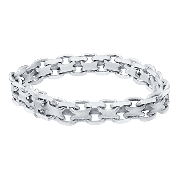 Classic Bizmark Chain Ring in Sterling Silver (Sizes 4-12) (3.1 mm - 5.6 mm)