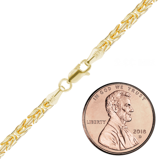 Finished Handmade Byzantine Anklet in 14K Yellow Gold (2.90 mm)