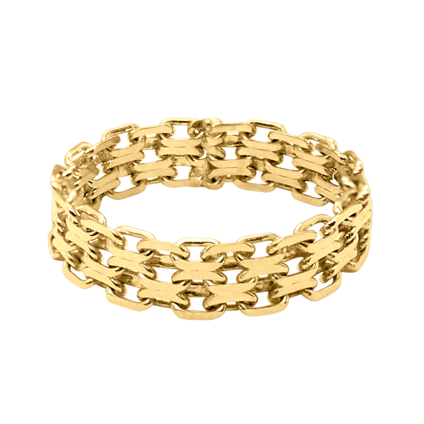 Bizmark Chain Ring in 14K Yellow Gold (Sizes 4-12) (2.3 mm - 5.8 mm)
