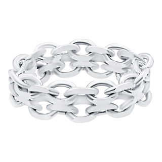 Classic Bizmark Chain Ring in Sterling Silver (Sizes 4-12) (4.8 mm - 5.6 mm)