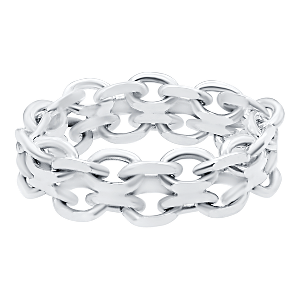 Classic Bizmark Chain Ring in Sterling Silver (Sizes 4-12) (3.1 mm - 5.6 mm)