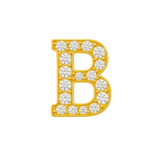 Large Initial Charm with Natural Diamonds Finding in 14K Gold (8 mm)
