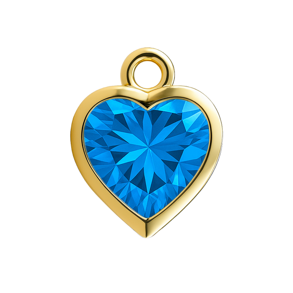 Diamond or Gemstone Heart Bezel Drop Charm in 14K Yellow Gold