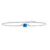 Diamond or Gemstone Square Bezel Charm in 14K White Diamond Cut Cable Bracelet