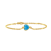 Diamond or Gemstone Heart Bezel Charm in 14K Yellow Diamond Cut Cable Bracelet