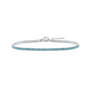 Tennis Bracelet with Blue Topaz Colored CZ in Sterling Silver (2 mm - 4 mm)