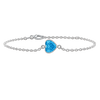 Diamond or Gemstone Heart Bezel Charm in 14K White Round Cable Bracelet