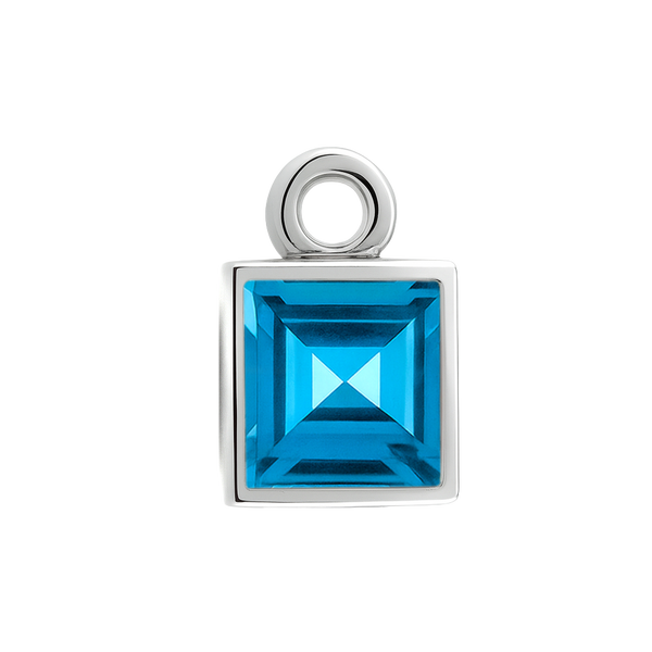 Diamond or Gemstone Square Bezel Drop Charm in 14K White Gold