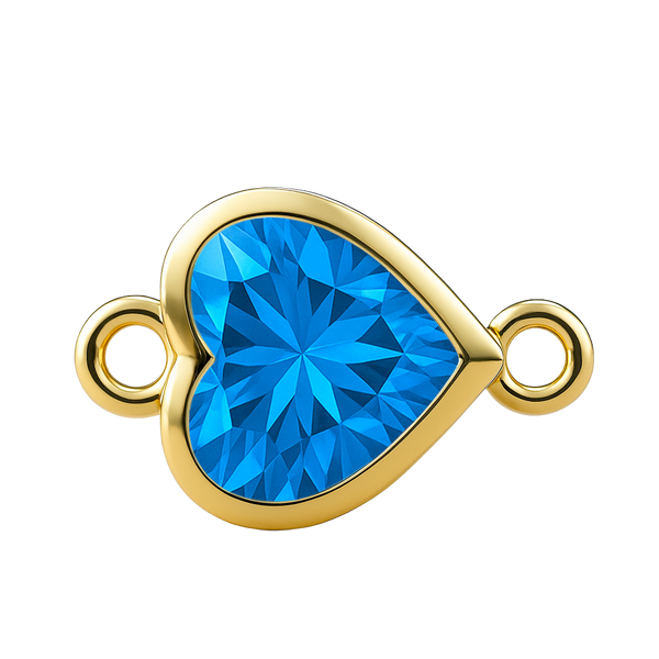 Diamond or Gemstone Heart Bezel Bracelet/Necklace Charm in 14K Yellow Gold