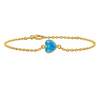 Diamond or Gemstone Heart Bezel Charm in 14K Yellow Round Cable Bracelet