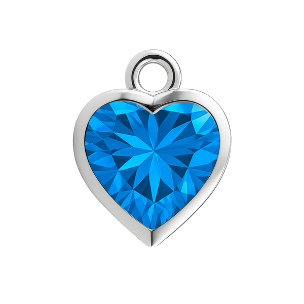 Diamond or Gemstone Heart Bezel Drop Charm in 14K White Gold