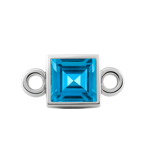 Diamond or Gemstone Square Bezel Bracelet/Necklace Charm in 14K White Gold