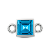 Diamond or Gemstone Square Bezel Drop Charm in 14K White Gold