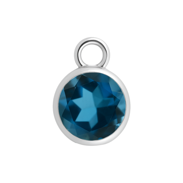 Diamond or Gemstone Bezel Drop Charm in 14K White Gold