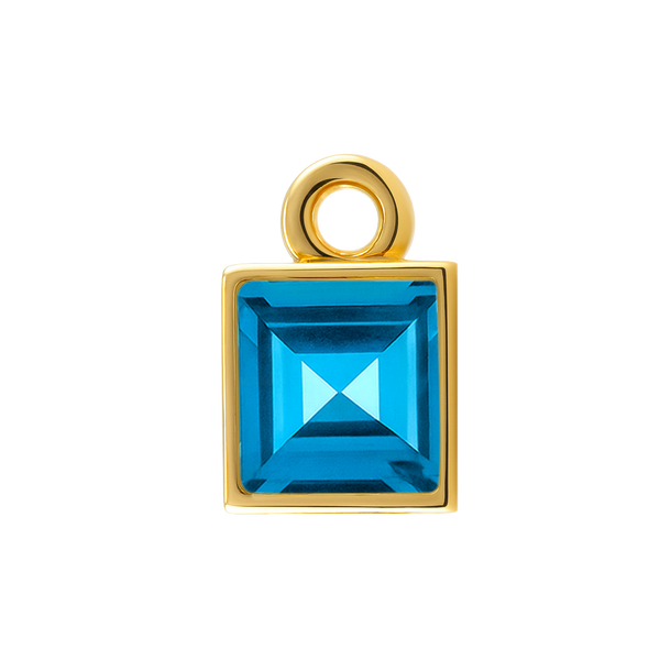 Diamond or Gemstone Square Bezel Drop Charm in 14K Yellow Gold