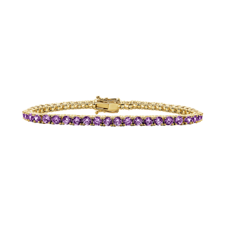 Tennis Bracelet with Amethyst Stones (February Birthstones) in 14K Gold (2.5 mm - 4.0 mm)