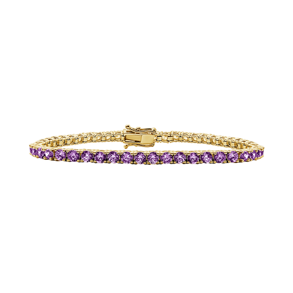 Tennis Bracelet with Amethyst Stones (February Birthstones) in 14K Gold (2.5 mm - 4.0 mm)