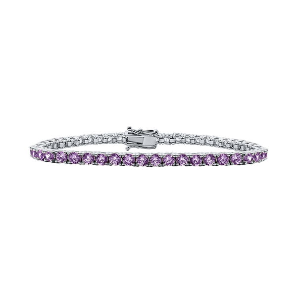 Tennis Bracelet with Alexandrite Colored CZ in Sterling Silver (2 mm - 4 mm)