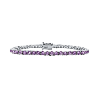 Tennis Bracelet with Alexandrite Colored CZ in Sterling Silver (2 mm - 4 mm)