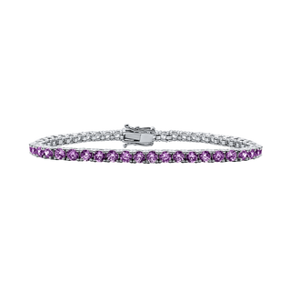 Tennis Bracelet with Amethyst Stones (February Birthstones) in 14K Gold (1.75 mm - 4.0 mm)