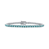 Tennis Bracelet with Aquamarine Colored CZ in Sterling Silver (2 mm - 4 mm)