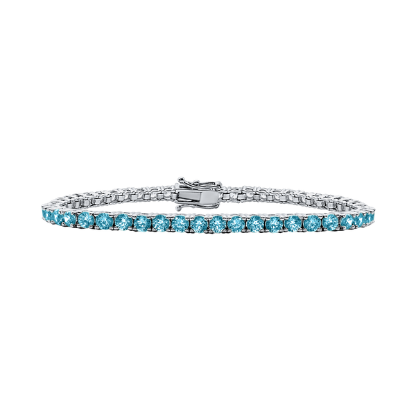 Tennis Bracelet with Blue Topaz Stones (December Birthstones) in 14K Gold (2.5 mm - 4.0 mm)