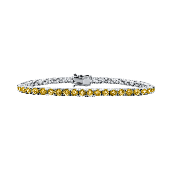 Tennis Bracelet with Citrine Colored CZ in Sterling Silver (2 mm - 4 mm)