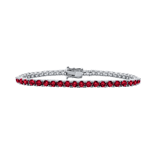 Tennis Bracelet with Garnet Colored CZ in Sterling Silver (2 mm - 4 mm)