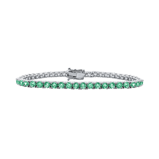 Tennis Bracelet with Emerald Colored CZ in Sterling Silver (2 mm - 4 mm)