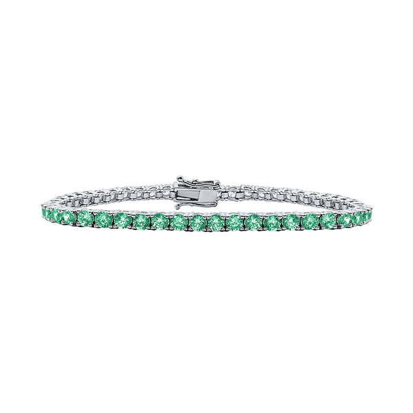 Tennis Bracelet with Emerald Stones (May Birthstones) in 14K Gold (2.5 mm - 4.0 mm)