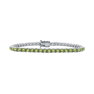 Tennis Bracelet with Peridot Colored CZ in Sterling Silver (2 mm - 4 mm)