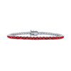 Tennis Bracelet with Ruby Colored CZ in Sterling Silver (3 mm - 4 mm)