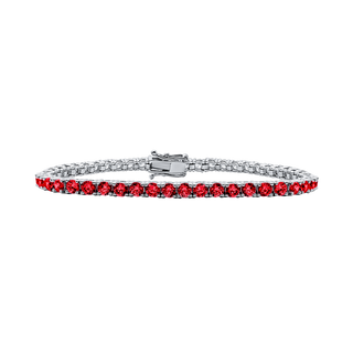 Tennis Bracelet with Ruby Stones (July Birthstones) in 14K Gold (2.5 mm - 4.0 mm)