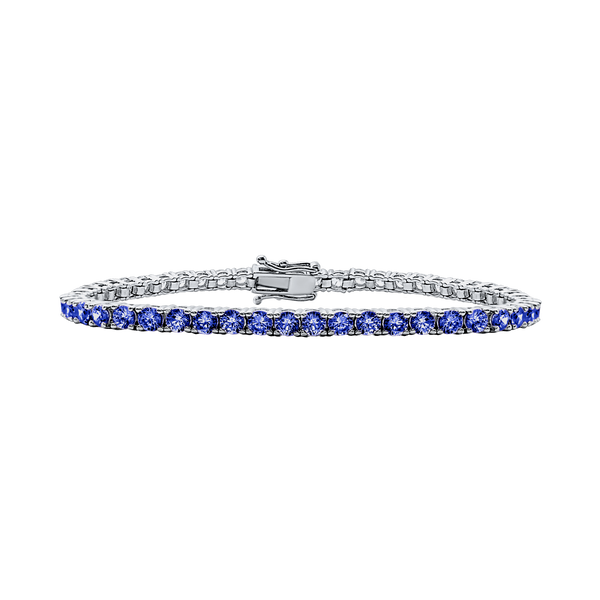 Tennis Bracelet with Sapphire Colored CZ in Sterling Silver (2 mm - 4 mm)