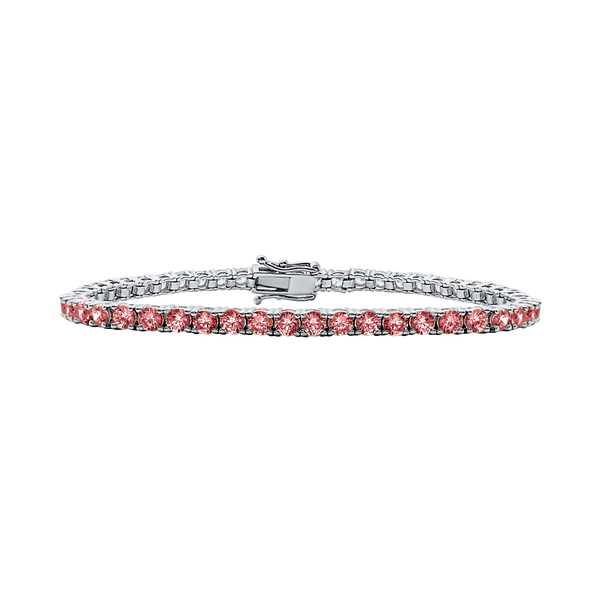 Tennis Bracelet with Tourmaline Colored CZ in Sterling Silver (2 mm - 4 mm)