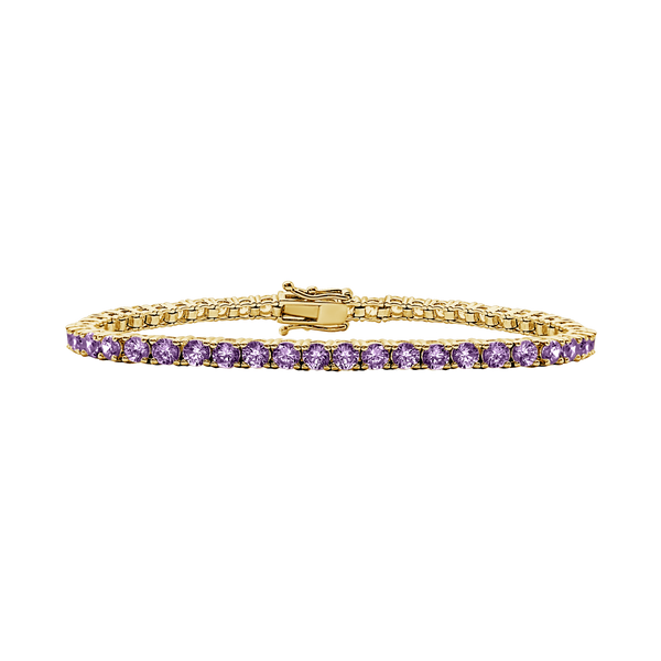 Tennis Bracelet with Alexandrite Stones (June Birthstones) in 14K Gold (2.5 mm - 4.0 mm)