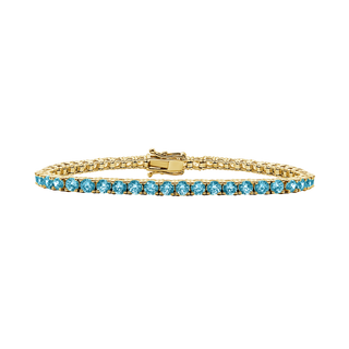 Tennis Bracelet with Blue Topaz Stones (December Birthstones) in 14K Gold (2.5 mm - 4.0 mm)