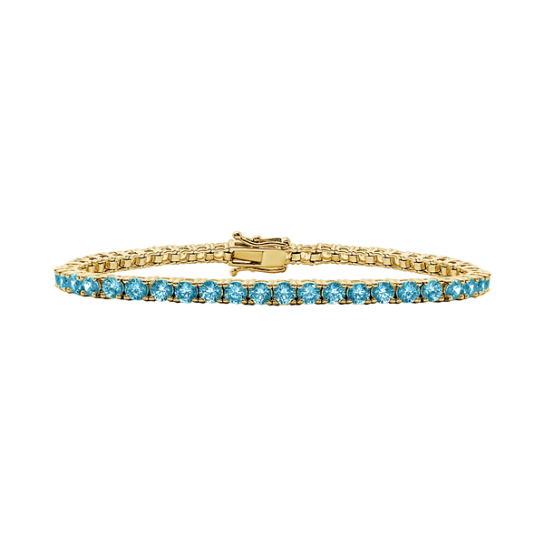 Tennis Bracelet with Blue Topaz Stones (December Birthstones) in 14K Gold (2.5 mm - 4.0 mm)