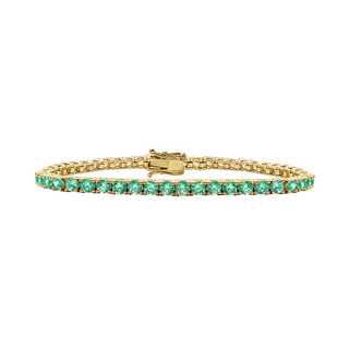 Tennis Bracelet with Emerald Stones (May Birthstones) in 14K Gold (1.75 mm - 4.0 mm)